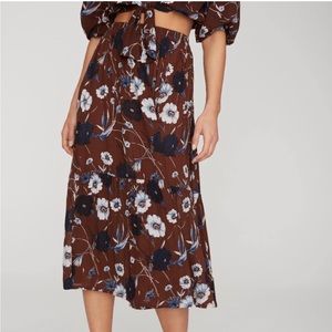 NWT Faithful the Brand Floral Rosewood Midi Skirt XS